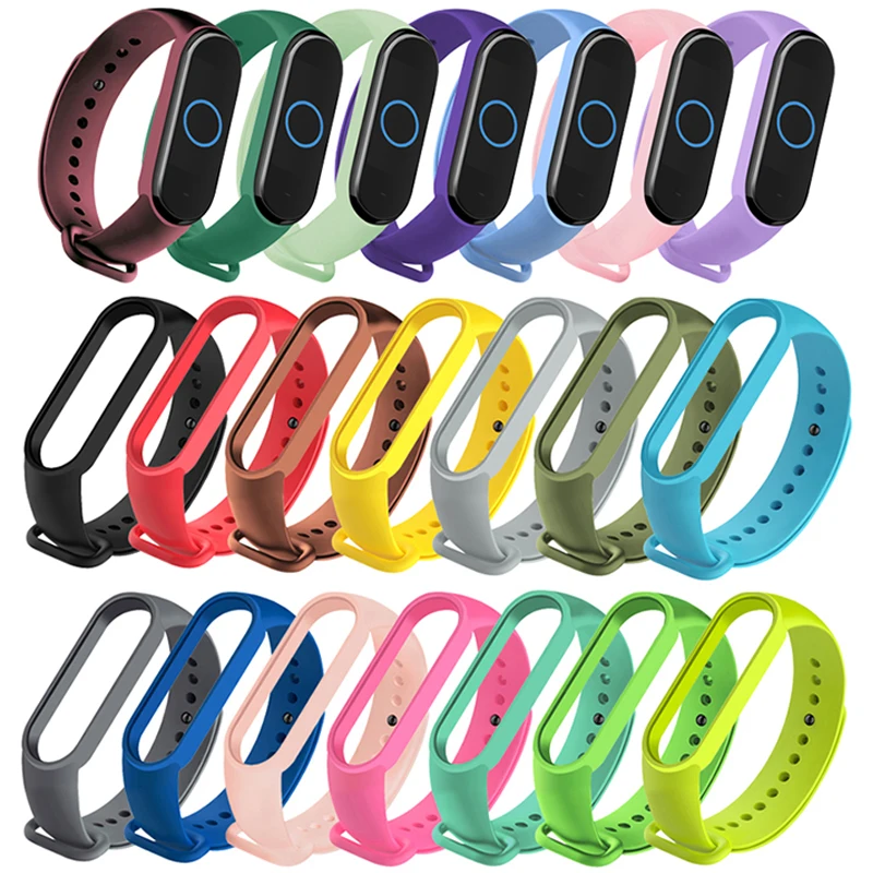 Colorful Silicone Watch strap For Xiaomi Band 7 6 5 Bracelet Smart Watch Replacement Wristband for mi band 5 band 6 band 7 Strap