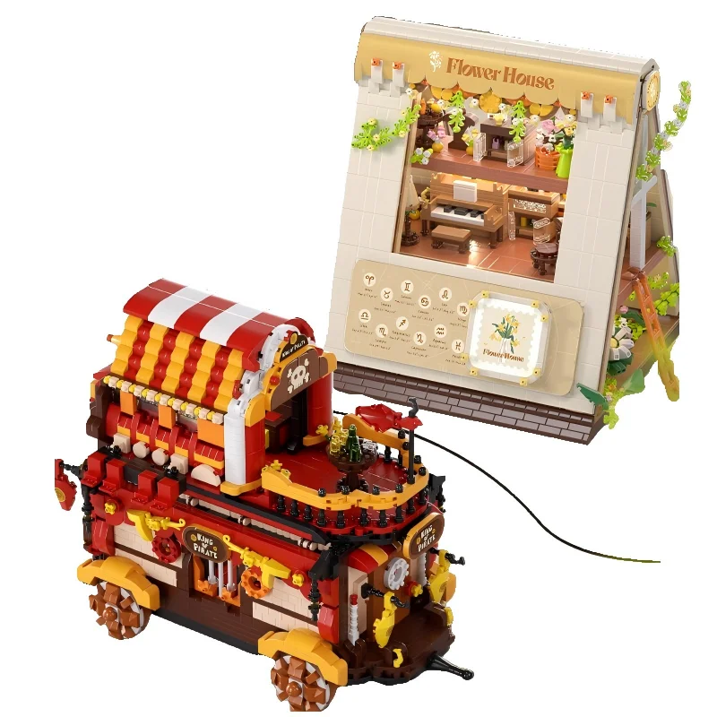 Blocs de construction de modèle de taverne, vue sur la rue, MOC, Architecture japonaise, amis, éclairage LED, briques à assembler, jouets pour enfants, cadeaux