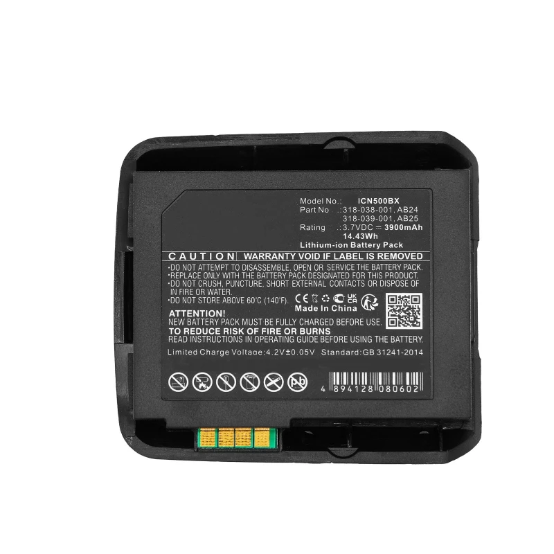 ICN500BX 3.7V 3900mAh 14.43Wh Replacement Li-ion Battery for Intermec CN50 CN50e Barcode Scanner, Compatible with 318-038-001