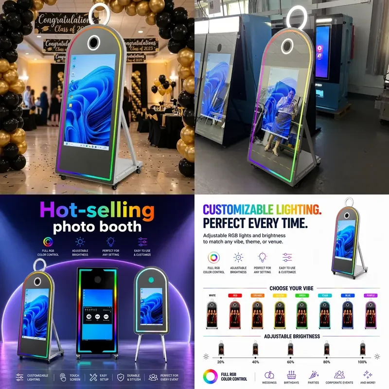 for YD New 65 45 Inch Magic Mirror Photo Booth 43 32 Touch Screen Wedding Selfie Machine with Camera and Printer