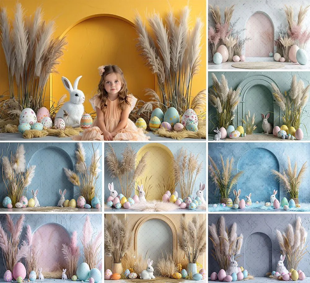 Mehofond 사진 배경 용수철 부활절 토끼 보호 꽃 계란, 어린이 생일 파티 초상화 장식 배경, 사진 스튜디오