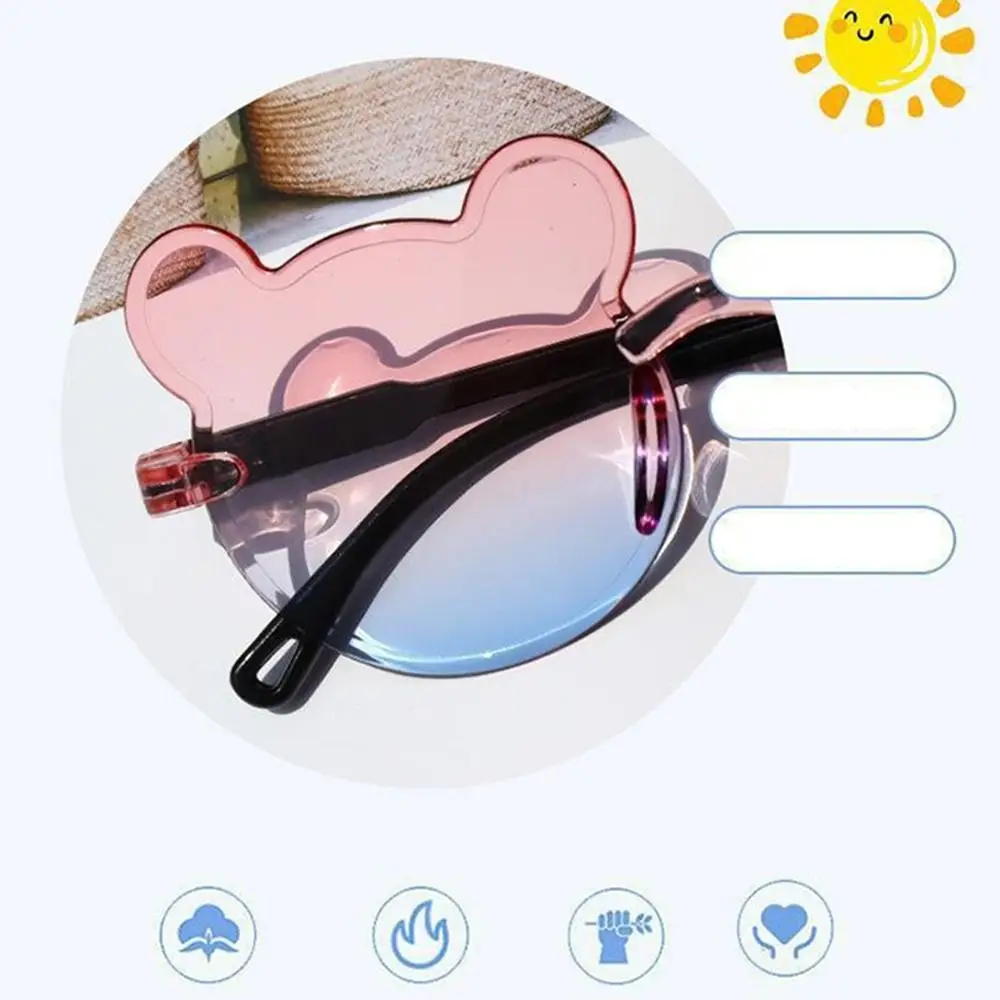 แว่นตาพีซีแบบน่ารักสำหรับเด็กแว่นตา UV375ลายการ์ตูนหมีน้อยไล่ระดับสีสำหรับเด็กหญิงเด็กชาย