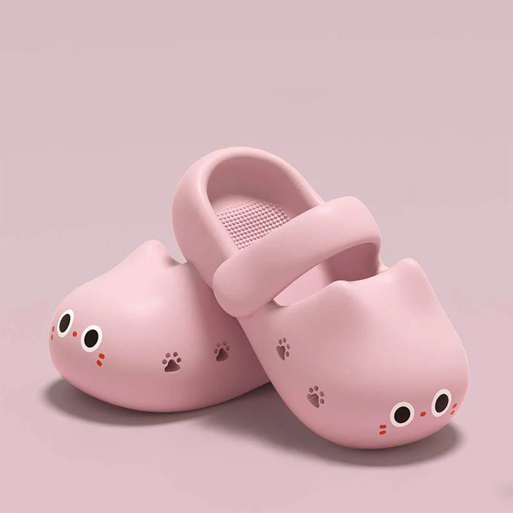 Cute Cat Slippers For Women Summer Soft Cloud Clogs Woman Strap Sandal EVA Hole Shoes Outside Thick Bottom Non-Slip Beach Slippe
