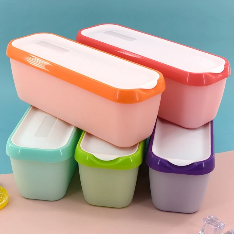 Kitchen Reusable Ice Cream Maker Tub Containers for Homemade Ice Cream Sorbets Yogurts or Gelatos Stackable Storage Containers