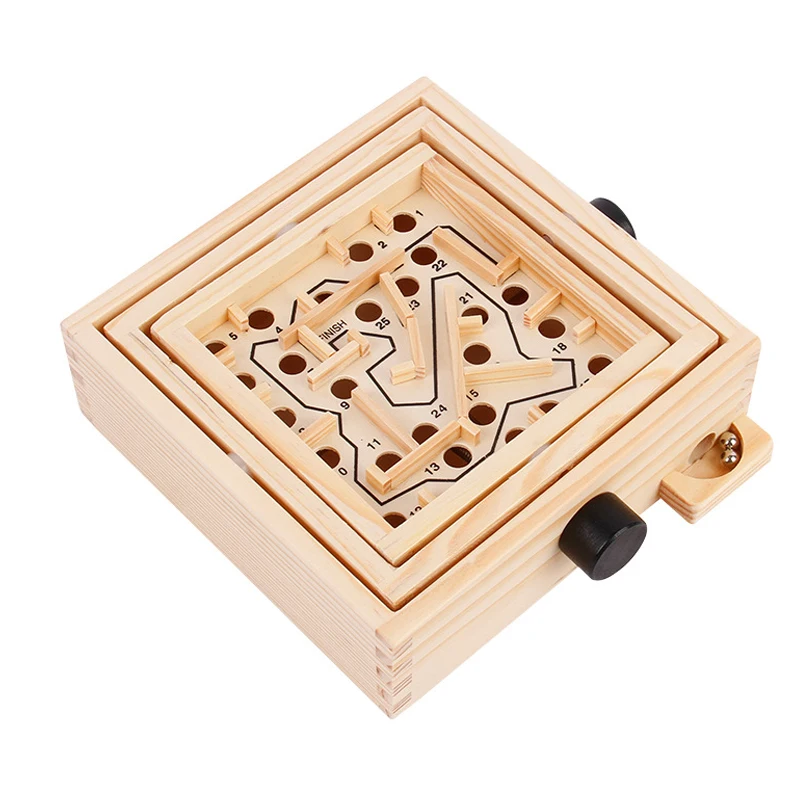 Wooden Labyrinth Maze Game Board IQ Challenge Brain Teaser Puzzles Kids Toys Educational Juegos Solitarios De Ingenio