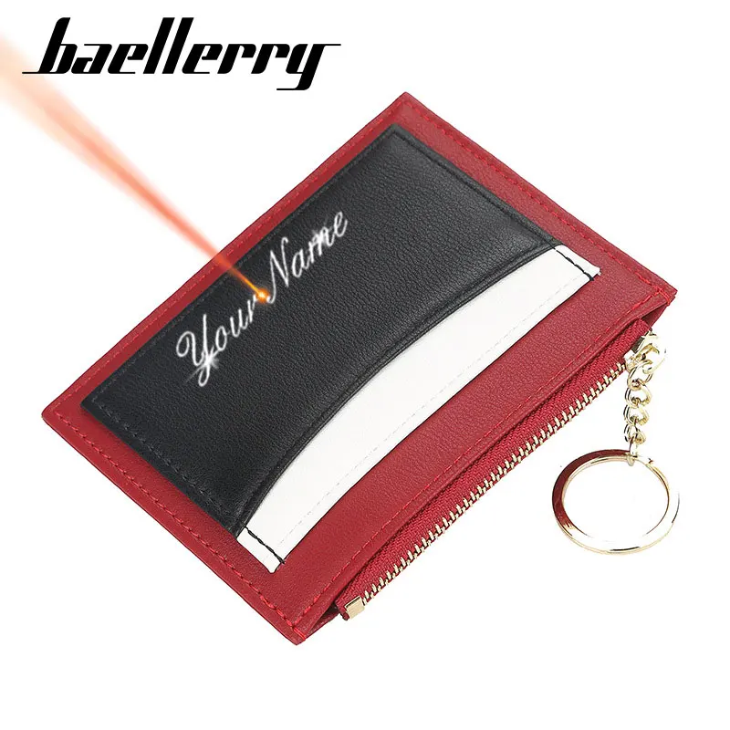 

New Women Mini Slim Wallet Free Name Engraving Card Holder Coin Holder Female Wallet High Quality PU Leather Small Women's Purse