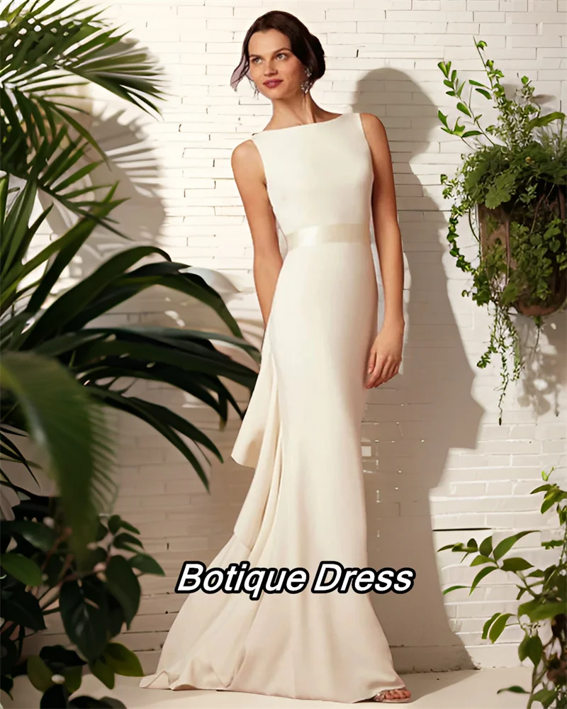 

Wedding Party Dress for Women, Bridal Gowns, Open Back, Casual Wedding Dress, Luxury Sweep / Brush Train, Stretch Fabric, 2024