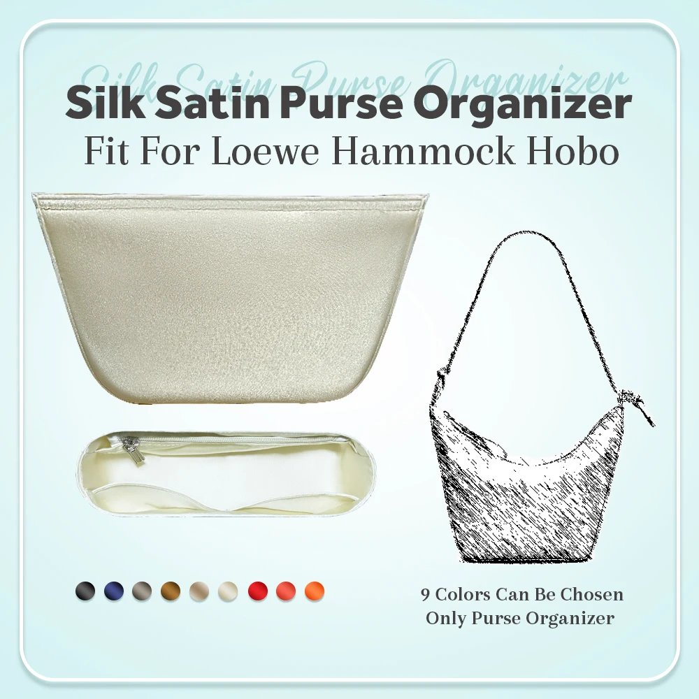 

Silk Satin Purse Organizer Insert, Inside Bag In Bag Mini Storage Cosmetics Organizer Insert Fit for Loewe Hammock Hobo