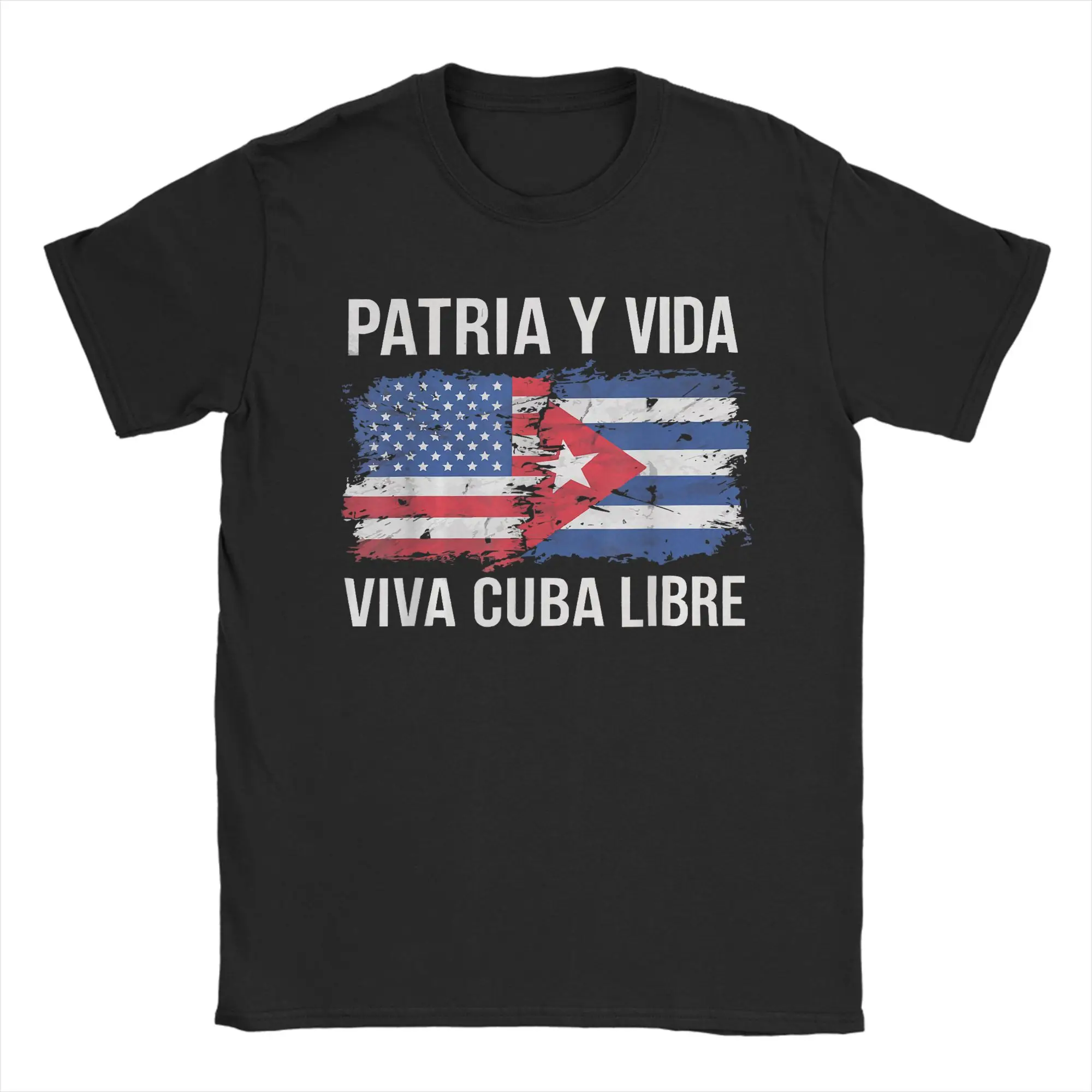 Men Women Half Cuban Half American Country USA Flag Cuba T Shirt  100% Cotton Clothing Novelty Round Neck Tees Gift T-Shirt