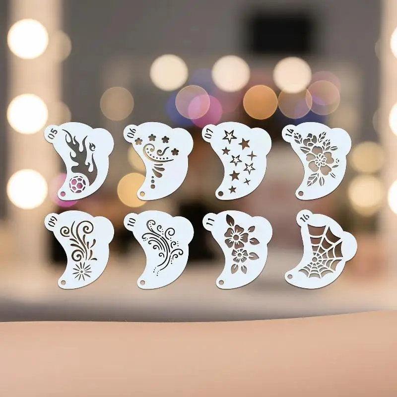 16Pcs Non-Toxic Face Painting Stencils Creative Floral Spiderweb Heart Designs for Kids Birthday Party Face Art