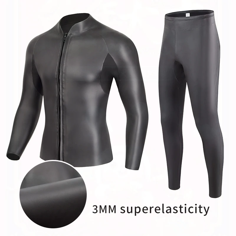 

3MM CR Neoprene Wetsuit Men Glue Bonding High Elastic Surfing Winter Swim Snorkeling UV Thermal Glue Bonding Protection Suit