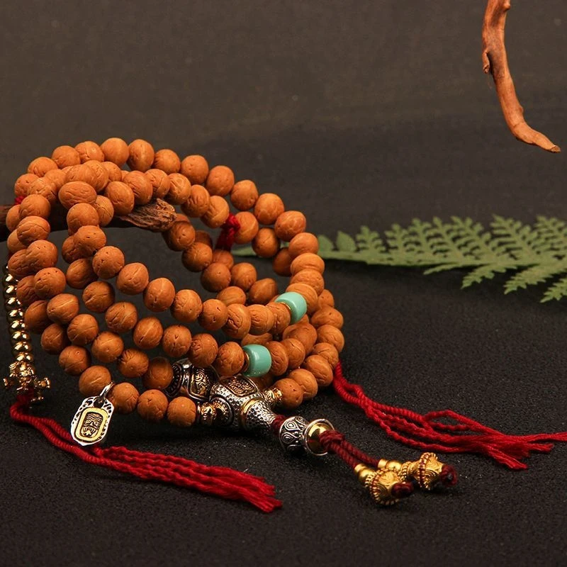 Natural domestic small phoenix-eye bodhi , authentic original seeds, 108 beads, Tibetan-style cultural artifact, long neckl