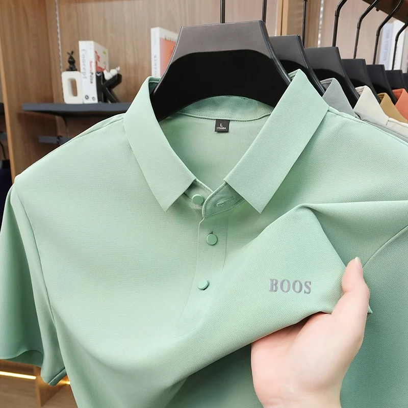 Sommermode Herren Kurzarm-Poloshirt mit Kragen, Knöpfen und Buchstabenprägung, Lässig, Atmungsaktiv, Minimalistisch, Einfarbig, Herrenbekleidung – Detail 16