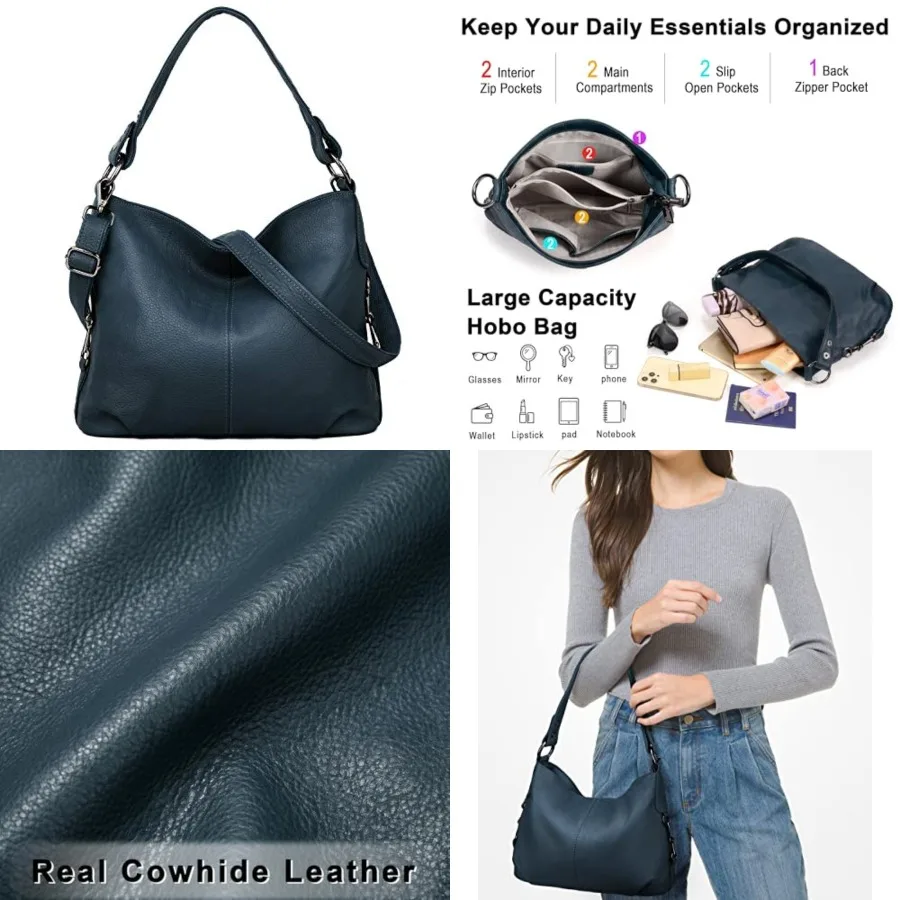 

YALUXE Genuine Leather Shoulder Bags Stylish Hobo Handbags Purses Crossbody Bags for Women Genuine Leather, Stylish