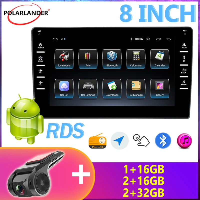 

Автомагнитола 2 Din 1 + 16G/2 + 16G/2 + 32G мультимедийный плеер GPS Android 9,0 Bluetooth 8 дюймов WIFI RDS для Volkswagen Hyundai