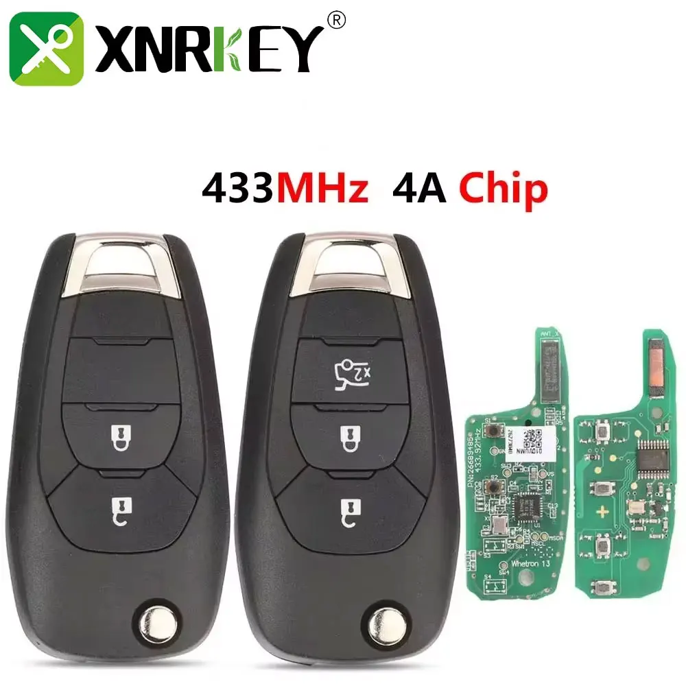 

XRNKEY 433.92Mhz FSK 4A Chip Car Remote Flip Key For Chevrolet Cruze 2015 Cavalier Trax Sonic Spark 2019+ PCB