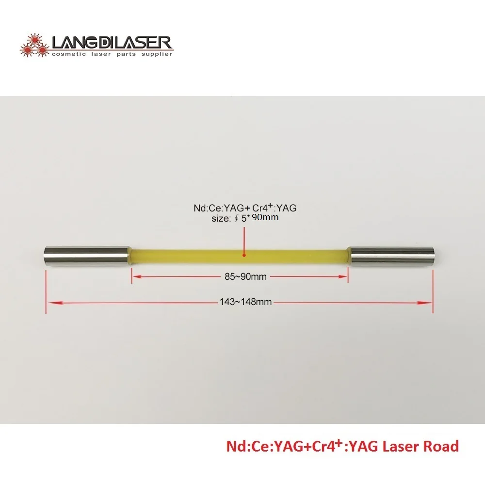 Nd:Ce:Cr4+:YAG Laser Rod Assemble Stainless Steel Holder / Rod Size D5*85mm / Cr 4+ Size D5*5mm