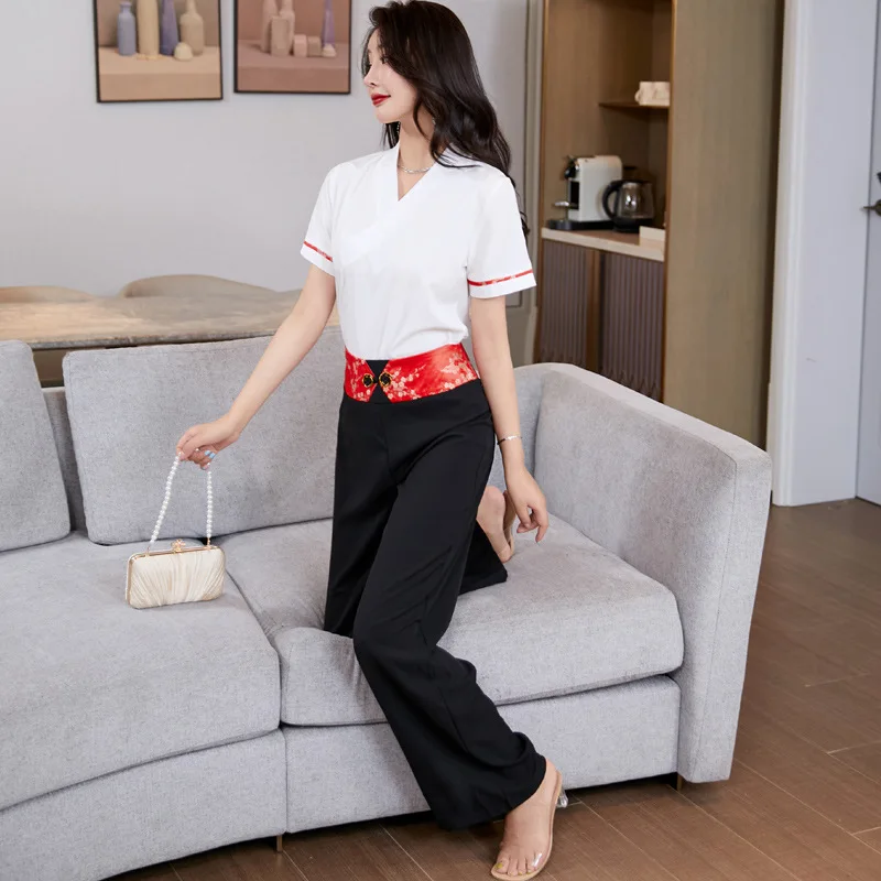 Woman Work Clothes Suit Hotel Waiter Beauty Salon Spa Massage Nail Cafe Sexy Foot Bath Sauna Technician Overalls Pants Uniform