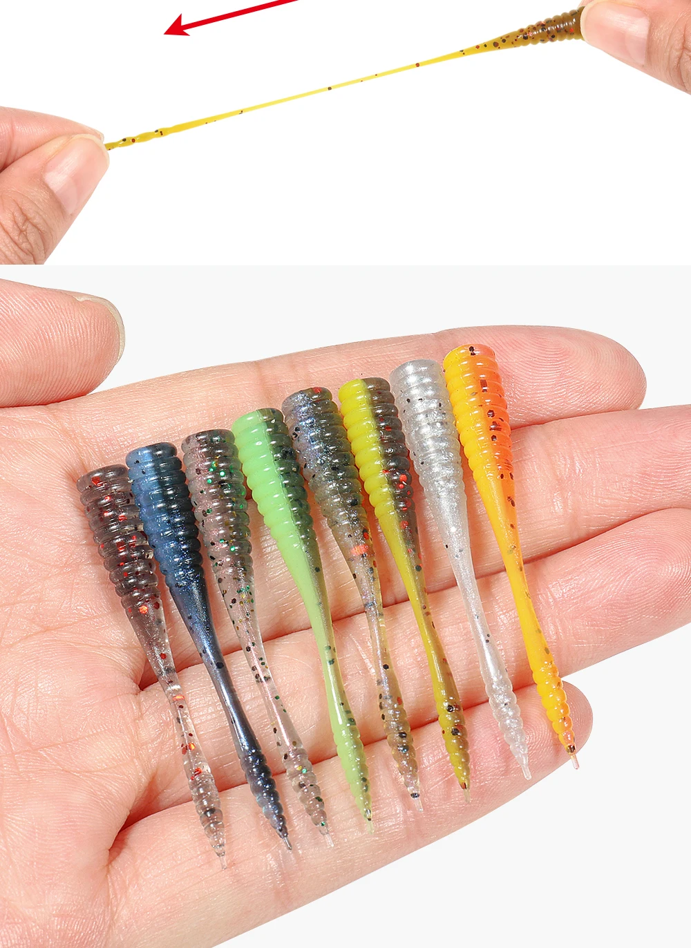 Palisander 4,8 cm TPR Micro Soft Worm Stick Bait Rockfish Tpr Angelköder Light Game Ajing Makrele Crappie Sunfish Bass Tackle – Detail 4