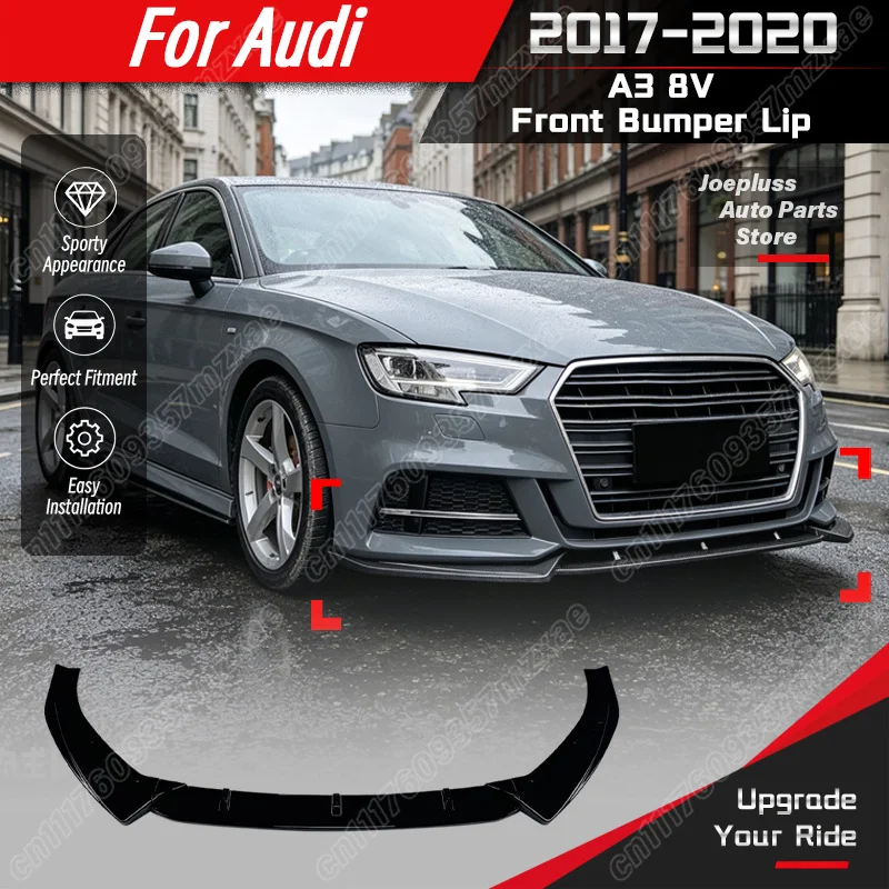 For Audi A3 8V 2017 2018 2019 2020 Car Front Bumper Lip Sport Style Vehicle Front Splitter Body Decoration Modification Kit