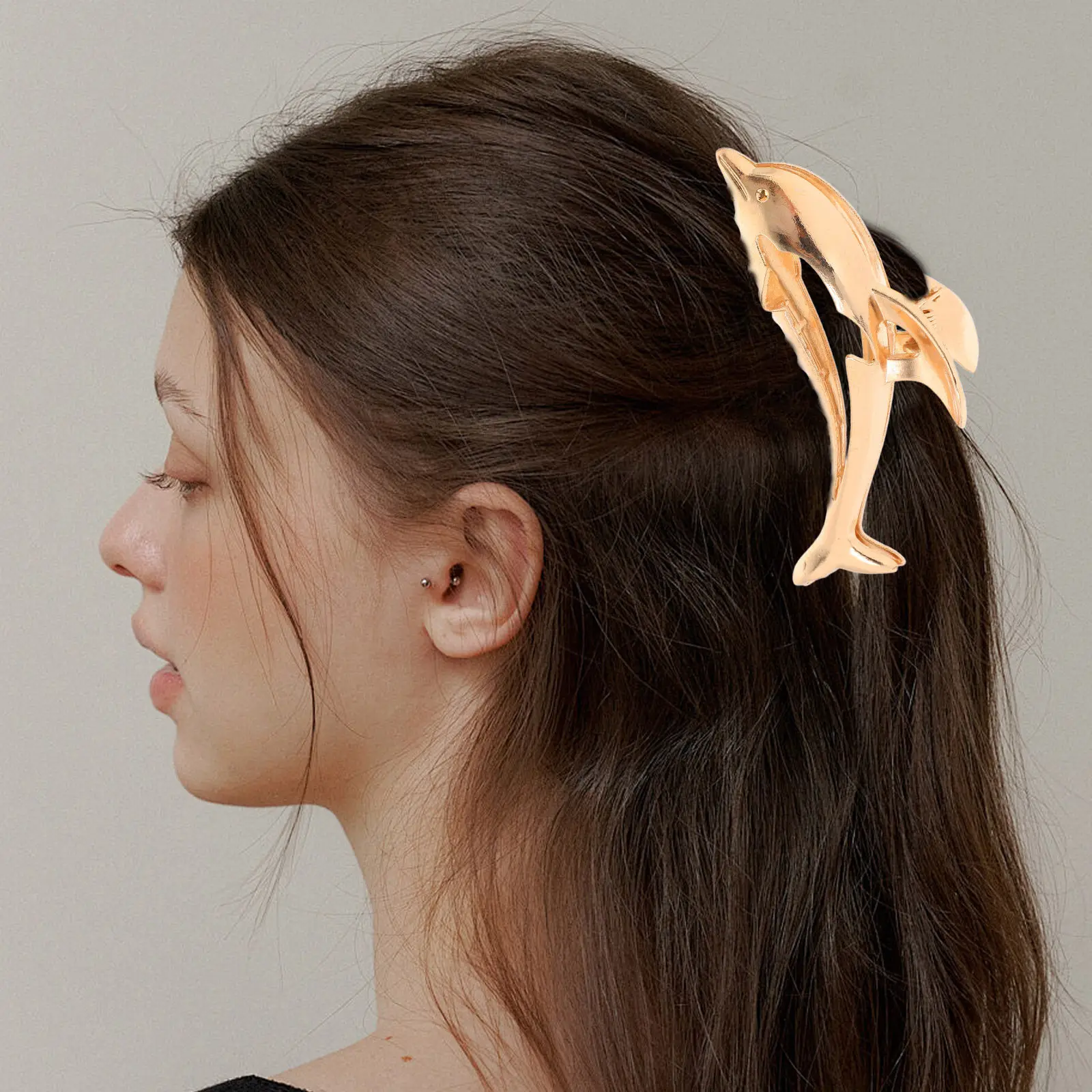 

2Pcs Dolphin Hair Claw Clips Zinc Alloy Large Jaw Clip for Women Thick Fine Long Hair Party Wedding Prom Styling Accessory
