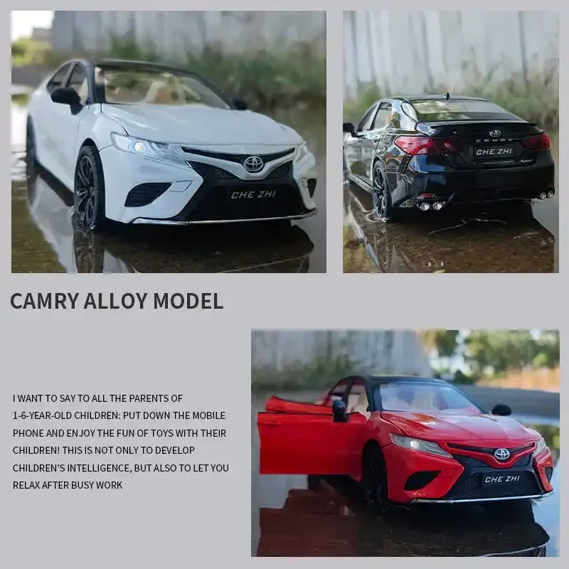 1:24 Toyota Camry Alloy Car Model Diecast Metal Toy Vehicles Car High Simulation Sound Light Collection Childrens Toy Gift A165