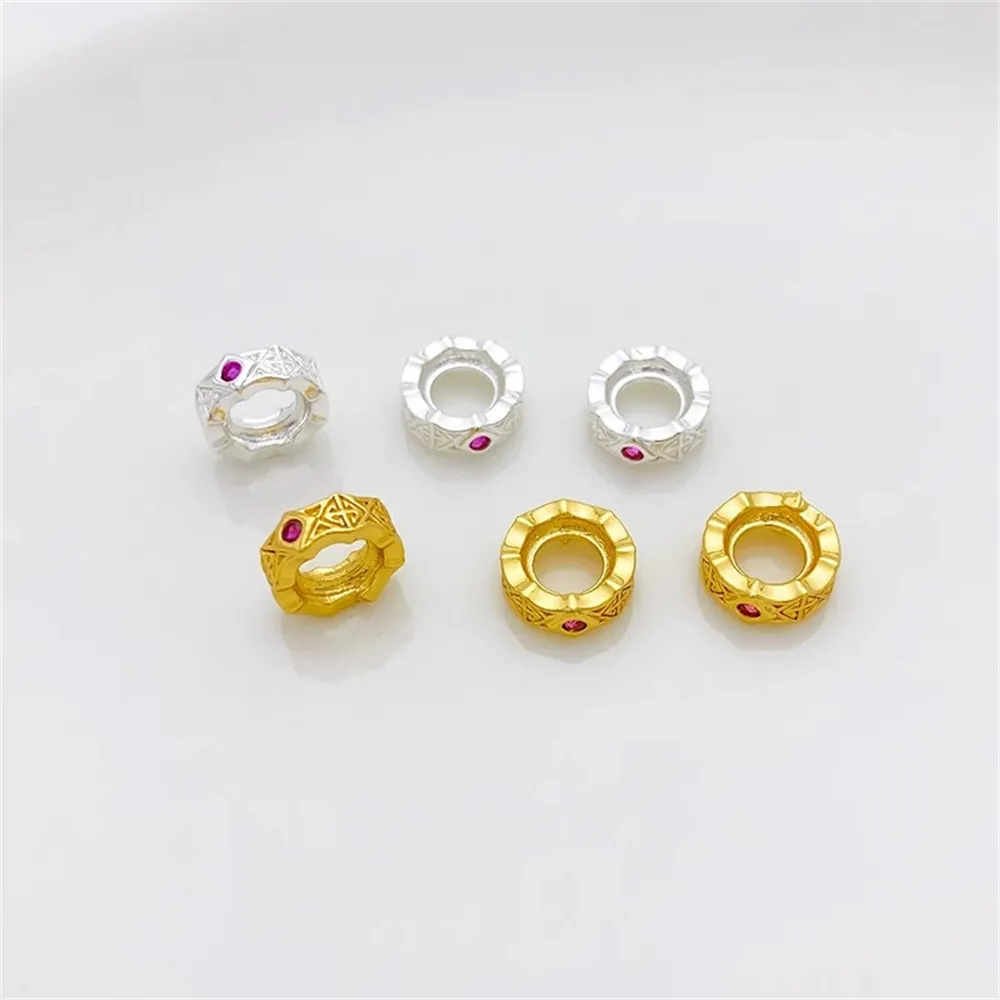 

18K Gold-inlaid Zircon Running Rings, Large Hole Bead Rings, Handmade DIY String Bracelets, Necklaces, Accessories L253