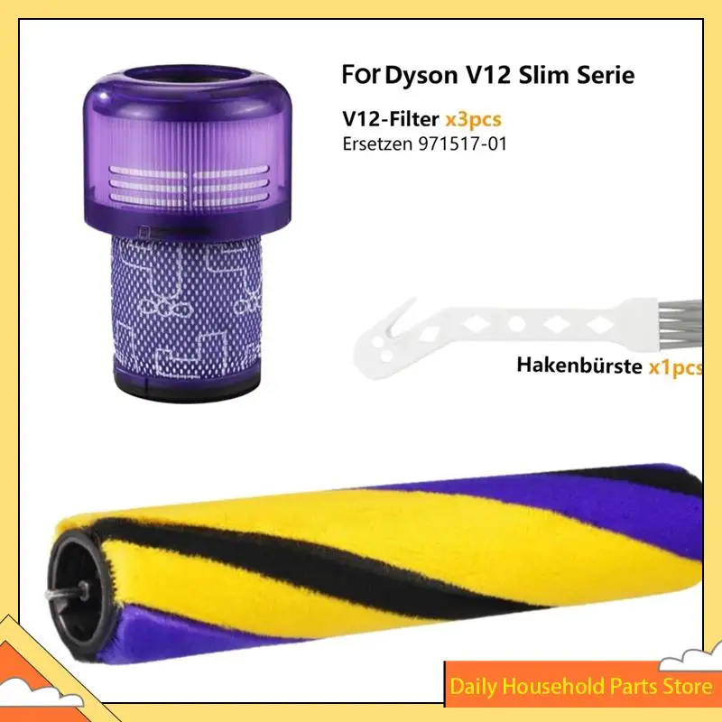 

For Dyson V12 Detect Slim Series Vacuum Cleaner Replacement Filters And Roller Brush Accessory Set HOT!