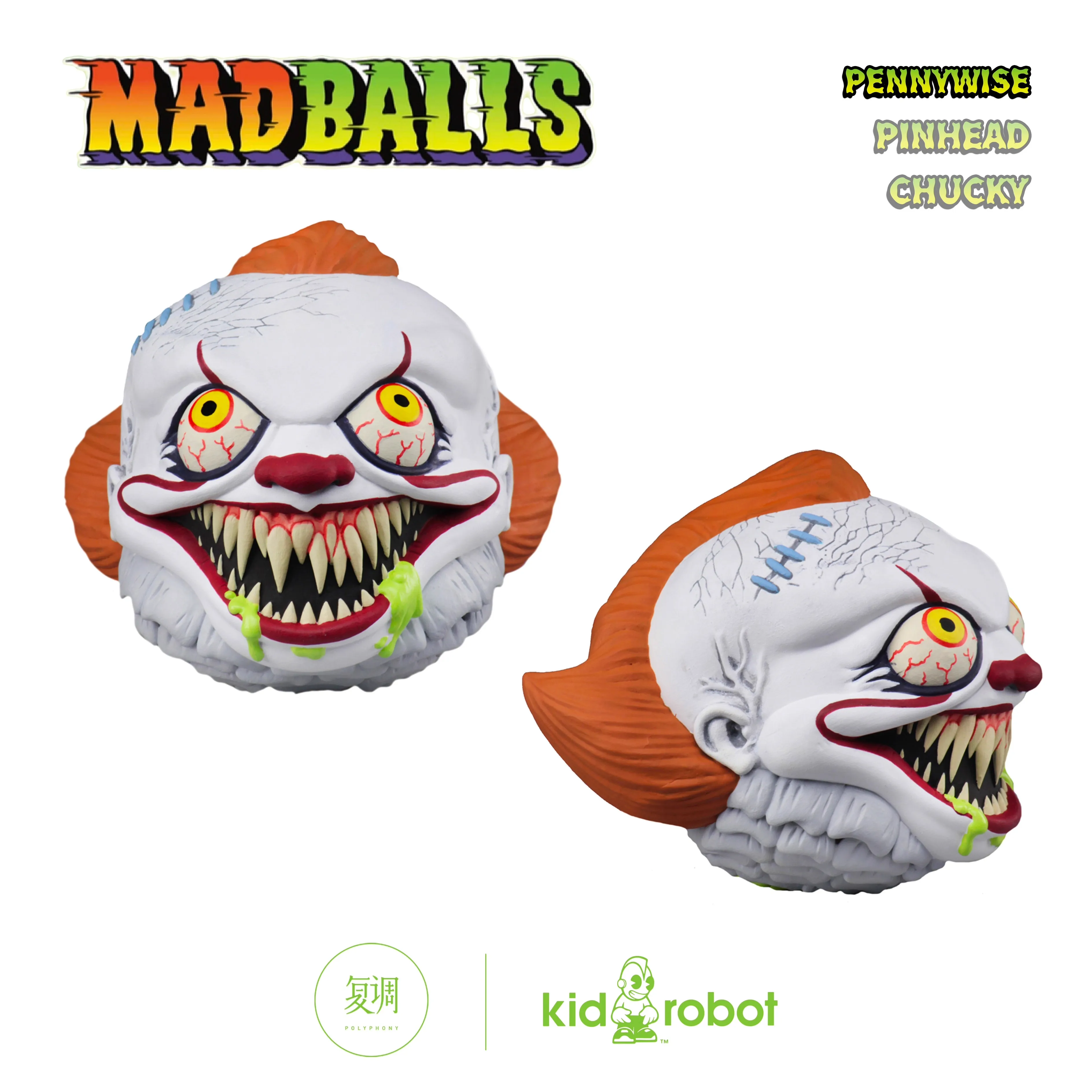 Kidrobot Madballs Horror Series Horrorballs Fashionable Toys Horror Action Figure Head Model Statue Creative Ornament Gift Toys