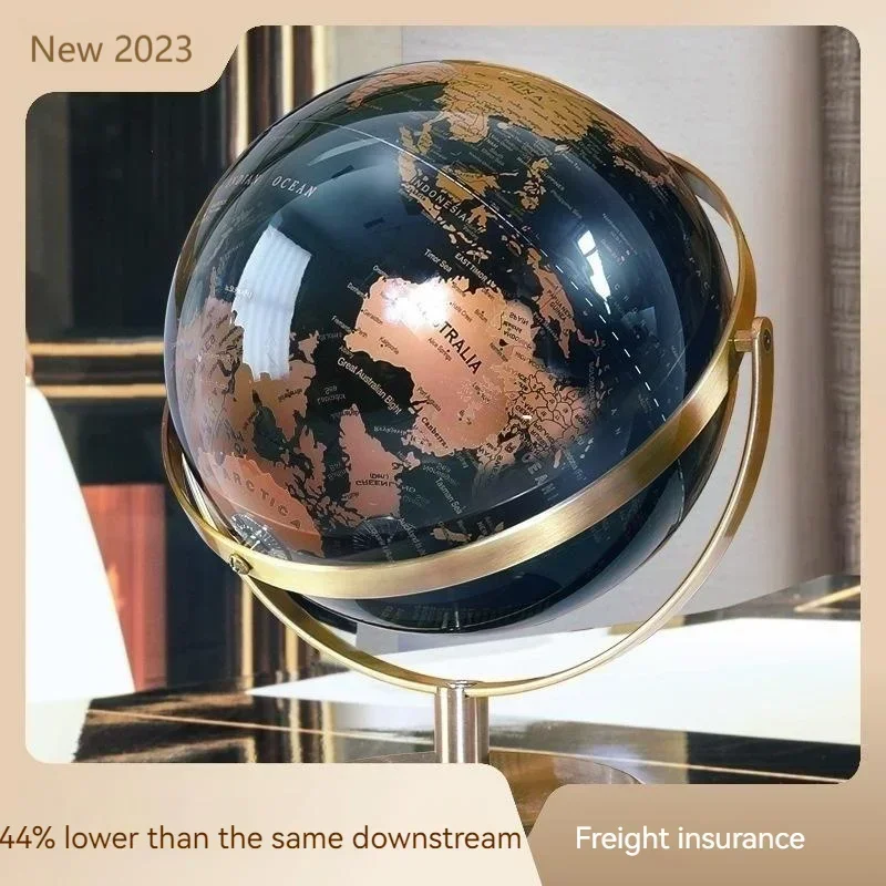 14/20/23cm Black Gold Rotating Globe British Home Office Decoration European Style Creative Handicraft Decoration Globe