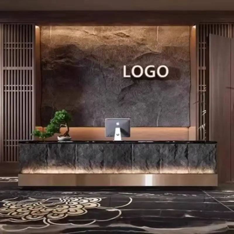 Black Brown Reception Desks Gold Hotels Wood Corner Modern Reception Desks Luxury Classic Mostrador Recepcion Office Furniture