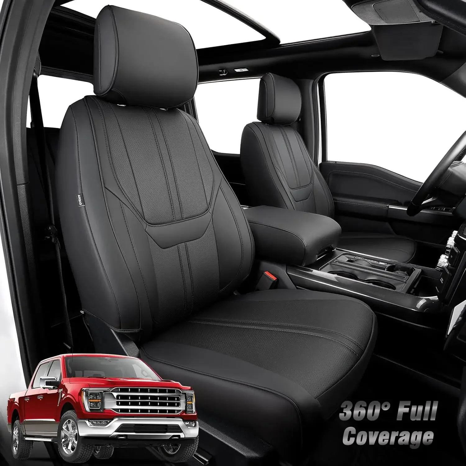 

Super Cover for Ford F150 Seat Covers, Full Covered for 2015-2024 Waterproof Leather Seat Covers,for Ford F150 Truck Accessories