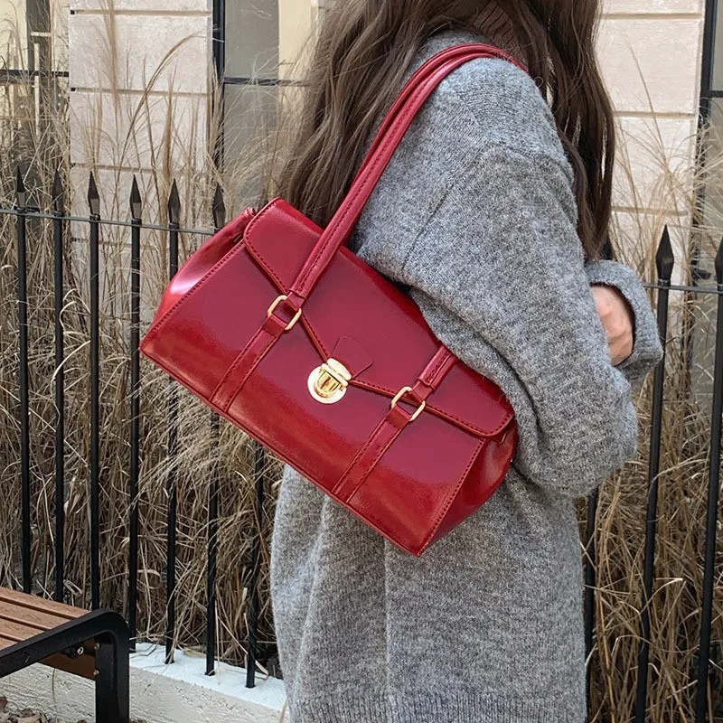 Luxury handbags women bags designer Red wedding bridal bag PU leather shoulder bag for female Totes bolsas feminine