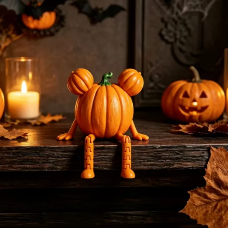 3D Printed Ghost Pumpkin Figurine with Witch Hat Halloween Spooky Shelf Sitter & Desk Ornament for Fall Festival Home Decor Gift