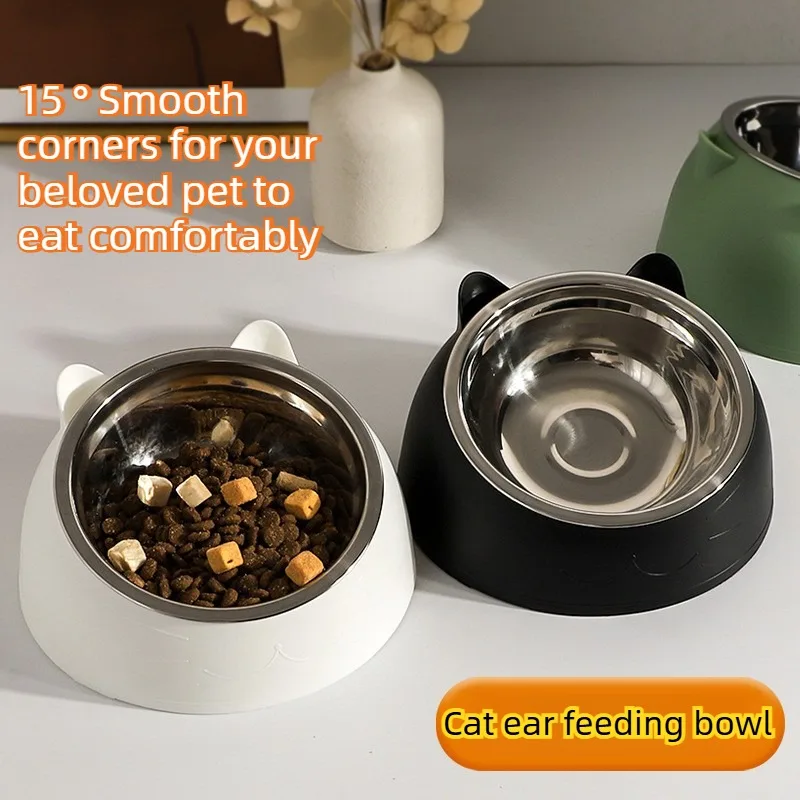 

Прекрасная креативная миска для кошек — наклонная нескользящая кормушка из нержавеющей стали для котят, щенков, собак, кошек, для еды и воды, для кормления домашних животных