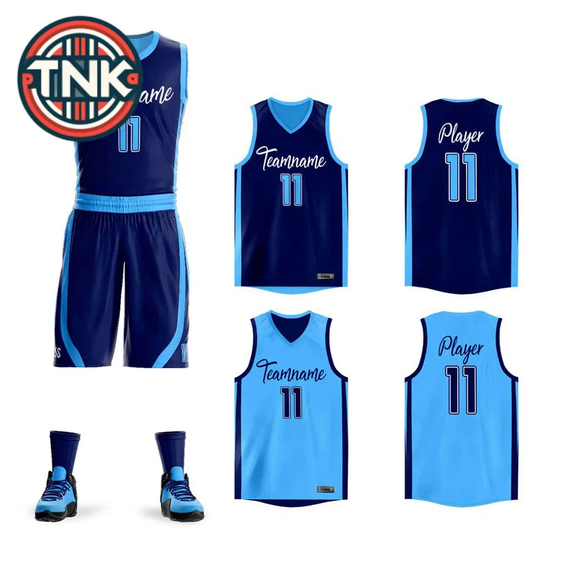 

Custom Reversible Basketball Jersey Uniform Customize Printed Personalized Name Number Sportswear Big Size Kid sizes