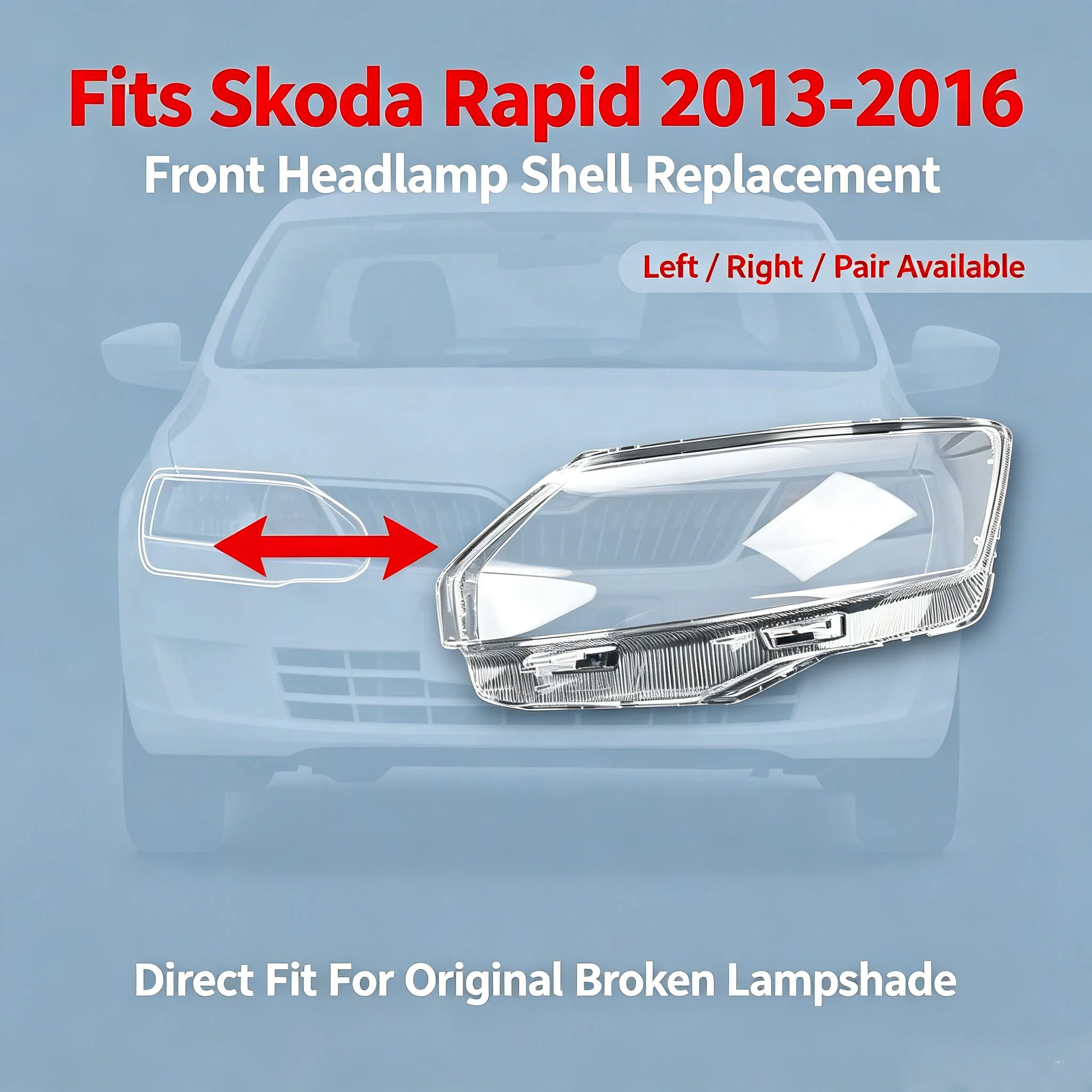 SMQ Source Factory PC Headlamp Lens Cover, Double UV Anti-yellow Transparent Front Lampshade For Skoda Rapid 2013-2016
