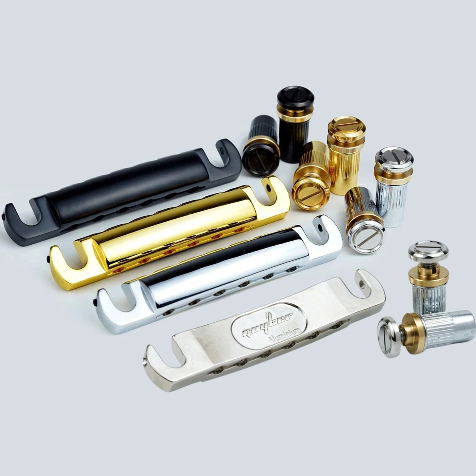 GUYKER LP Guitar Bridge Stop Bar Tailpiece Set Lightweight Aluminum Lockable Studs 4 Colors for Les Paul Style Electric Guitar