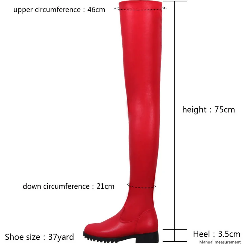 Women Black Over The Knee Boots Low Heels Big Size 46 Thigh High Boots Casual Shoes Tretch Long Boots Shoes  2024 Winter