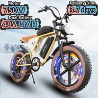 Electric Bike JANSNO X70 750W48V34AH Dual Lithium Battery Adult City E-Bike 20*4 Inch Fat Tire Mountainous Snow Electric Bicycle