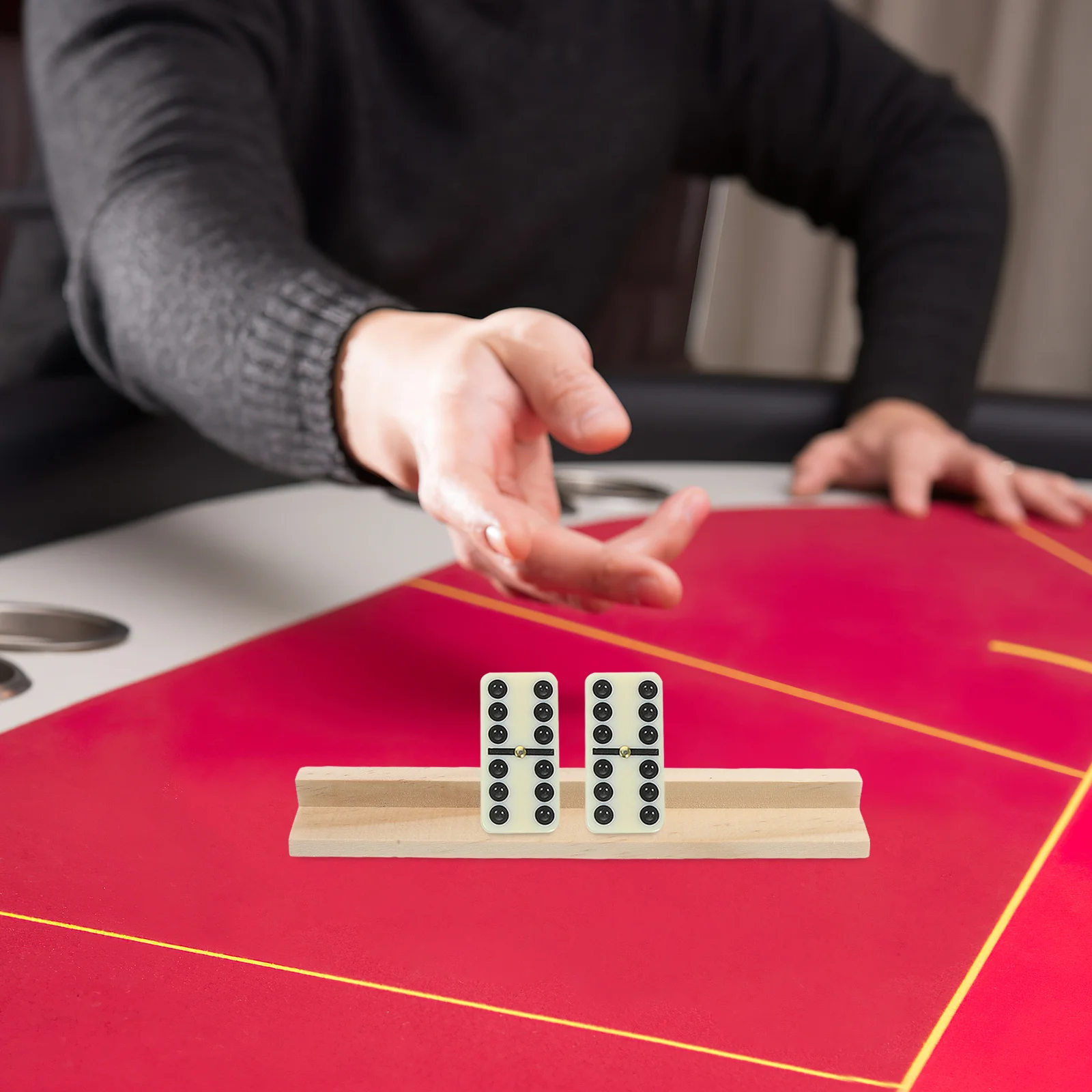 6 قطعة قاعدة الحروف الخشبية الدومينو مجموعة صينية متعددة الوظائف أصحاب البلاط مجلس لعبة قطعة المنظم الدومينو عرض موقف