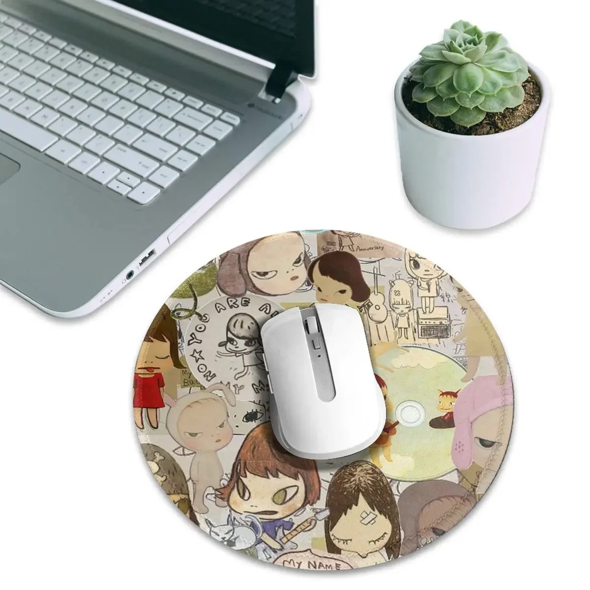 Yoshitomo Nara Round Mouse Pad Computer Keyboard Mouse Mat Gamer Laptop Desk Mat Office Table Mats