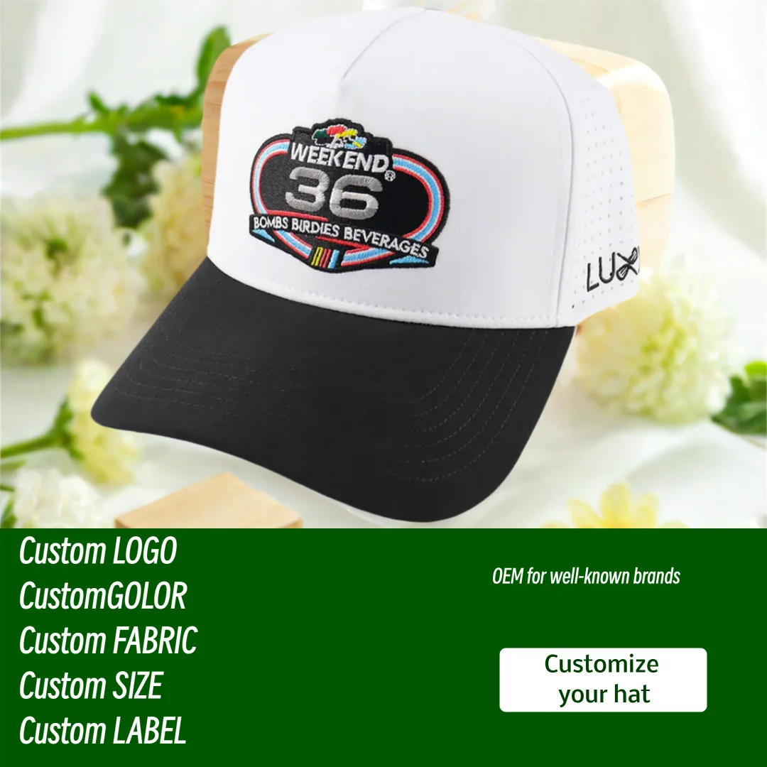 Wholesale custom embroidered logo men's baseball cap, laser-ventilated outdoor sports camping men's golf cap