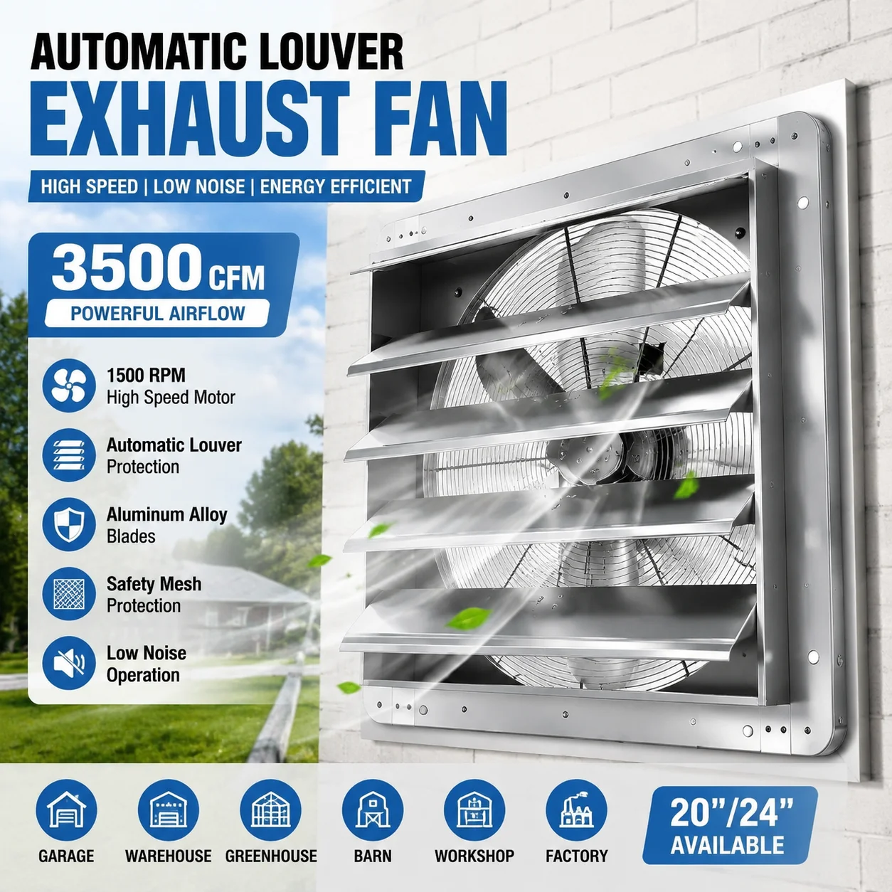 20 24 Inch Automatic Louver Ex - Exhaust Fan Industrial ulasan dan harga