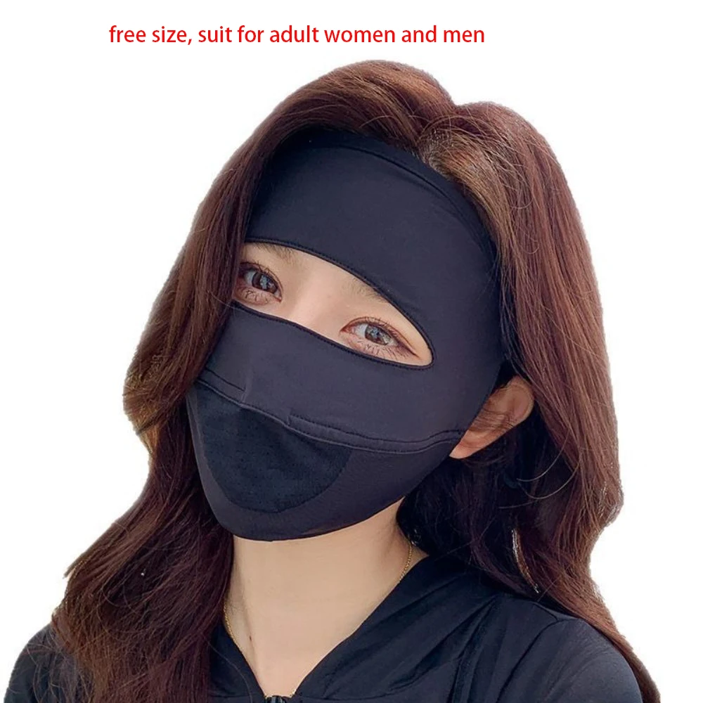 Новая дышащая маска из ледяного шелка, анти-УФ-бесследная солнцезащитная маска, маска для лица для верховой езды, четыре сезона