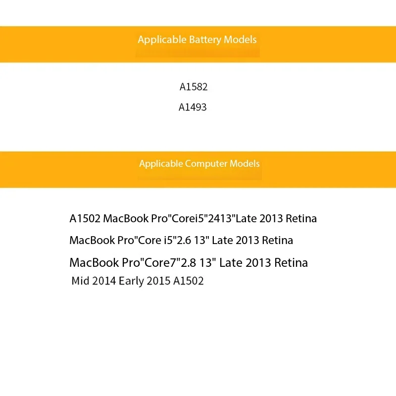 Applicable to Apple Macbook 13 inch A1582 MF840 ME865 MF841 A1502 A1493 battery