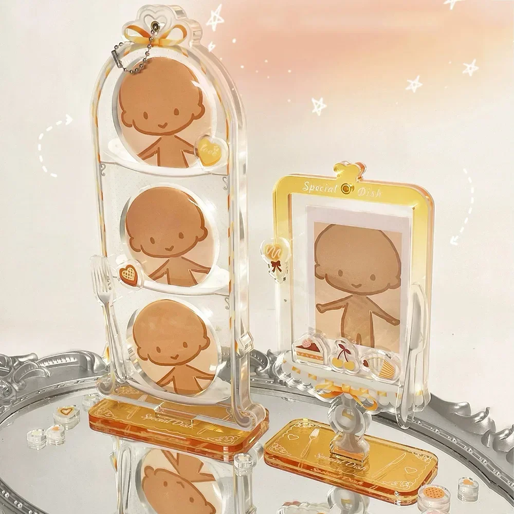 3 Pack Sweet Tea Time Acrylic Frame Display Holder for 58/75mm Buttons 3/3.5 Inch Photocard Anime Kpop Table Decor