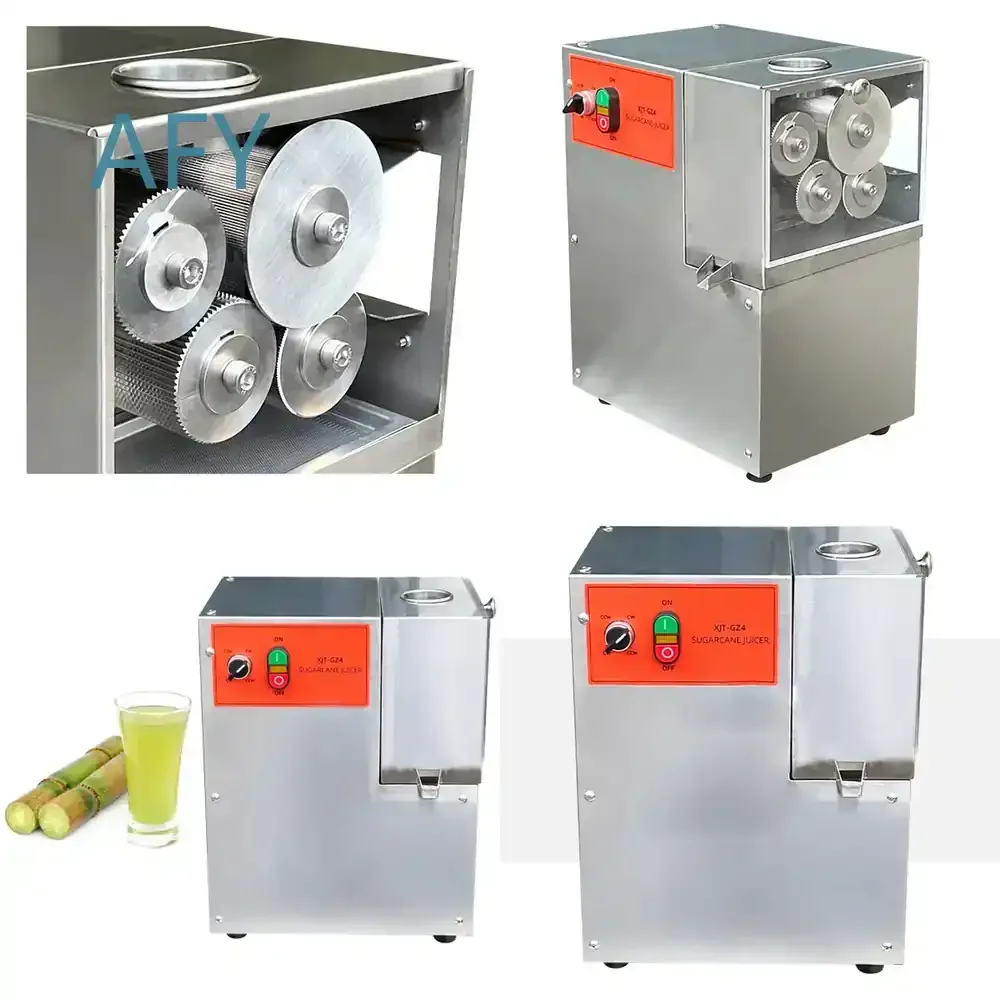 Four Roller Sugarcane Juicer for Commercial Fruit Stall Bagasse Juice Separator Press Machine 400W Heavy Duty Industrial Cane