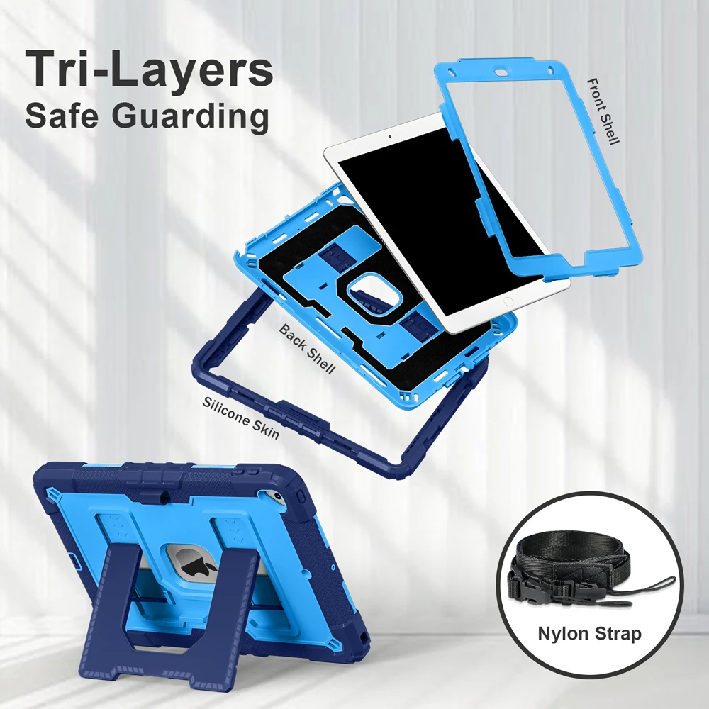 

10.2'' iPad9 iPad8 Stand Tablet Case For iPad 7 8 9 8th 7th 9th Case iPad 10.2 2021 2020 2019 Cover Shockproof Silicone PC Shell