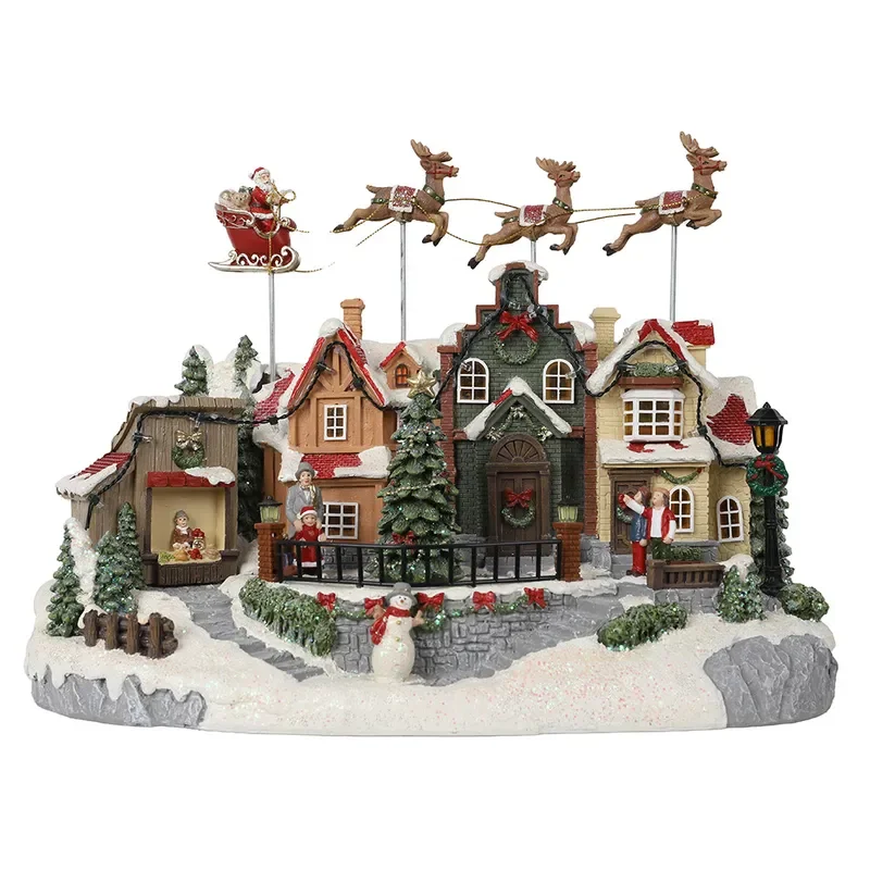 Cartoon Christmas Elk LED Light Music Bell Ornament Glowing Room Decoration Tree Pendant Holiday Gift Scene Decor